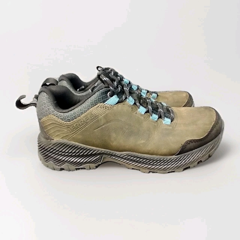 Merrell Ontario Hiking Shoes Womens 5.5 Olive Green Leather Low Top J77280